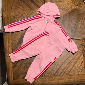 Pink Adidas tracksuit 12-18m